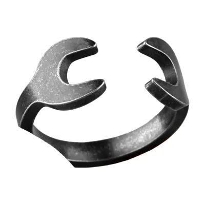 Wrench Motif Open Band Ring, 316L Stainless Steel