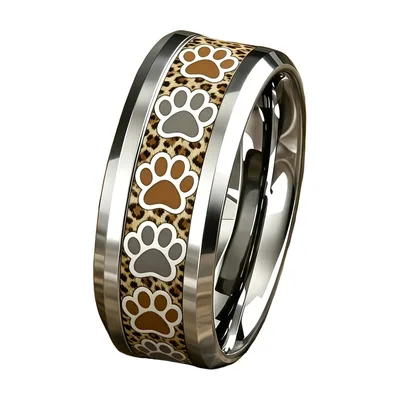 Anillo de Acero Inoxidable con Estampado de Leopardo y Patas