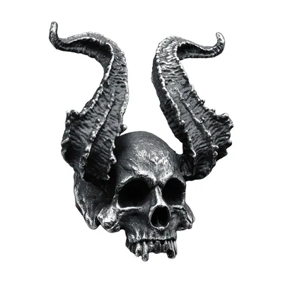 Anillo de Calavera de Demonio con Cuernos, Acero Inoxidable