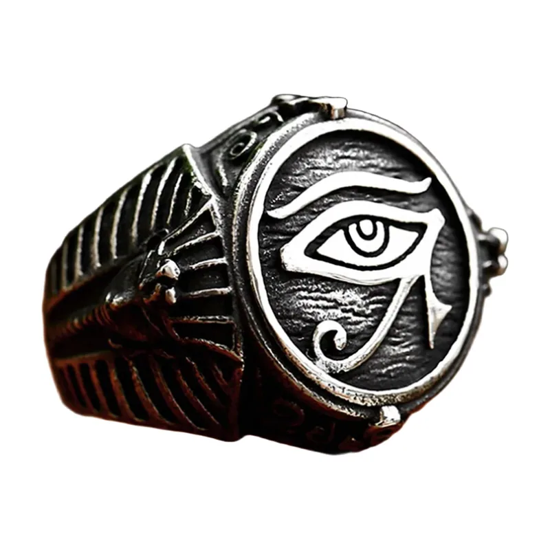 Bague Chevalière Œil d'Horus, Acier Inoxydable Antique