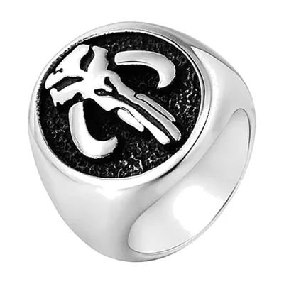 Anillo Sello con Motivo de Calavera, Acero Inoxidable