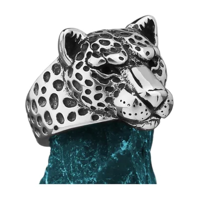 Anillo Statement Cabeza de Leopardo, Acero Inoxidable 316L