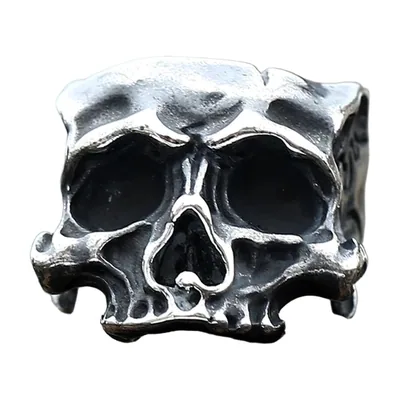Anillo de Calavera Statement en Acero Inoxidable 316L, Acabado Envejecido