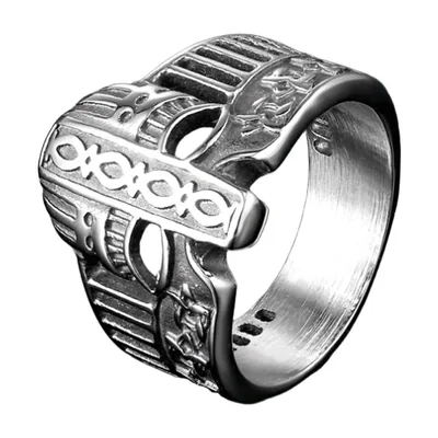 Wikinger-Helm Ring mit Vegvisir und nordischen Runen, Edelstahl
