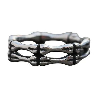Herrenring mit Knochen-Motiv, 316L Edelstahl