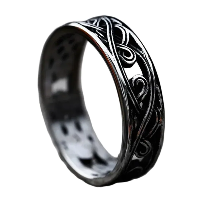 Tang-Glas Filigranring für Herren, Edelstahl 316L