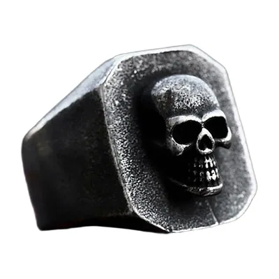 Anillo Sello de Calavera en Acero Inoxidable 316L, Estilo Gótico