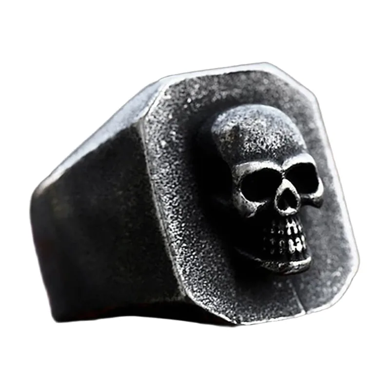 Anello Sigillo Teschio in Acciaio Inossidabile 316L, Stile Gotico