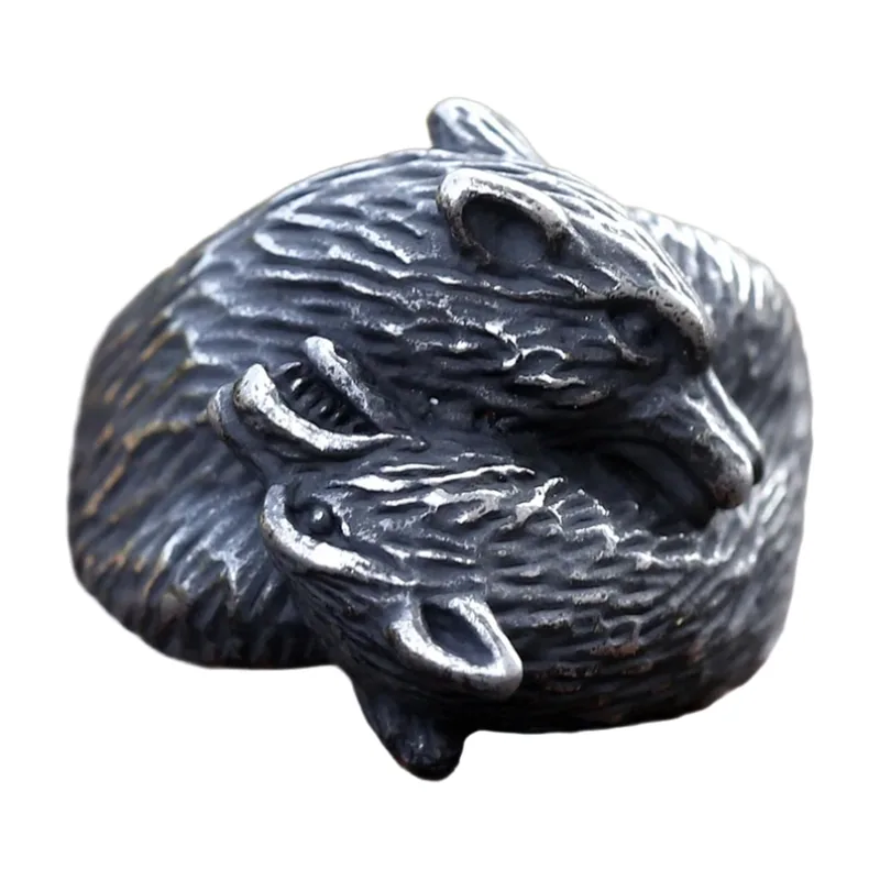 Lion Head Statement Ring, Antique Stainless Steel