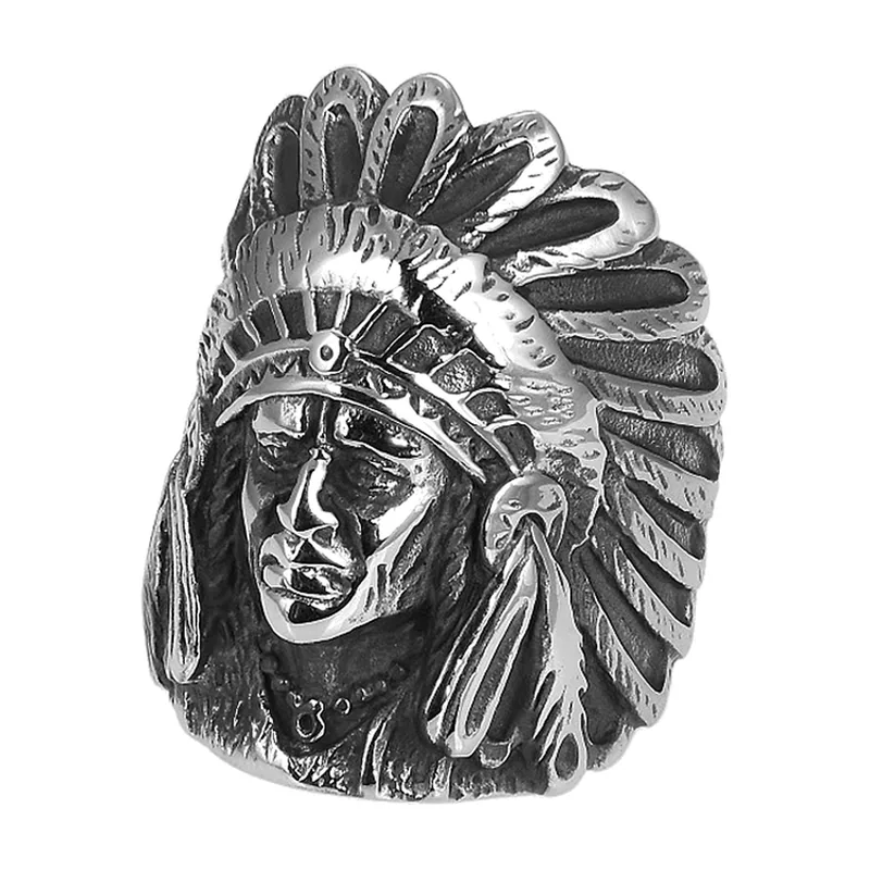 Native American Chief Ring aus 316L Edelstahl