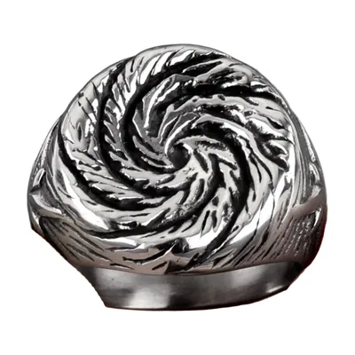 Swirl Pattern Statement Ring, 316L Stainless Steel