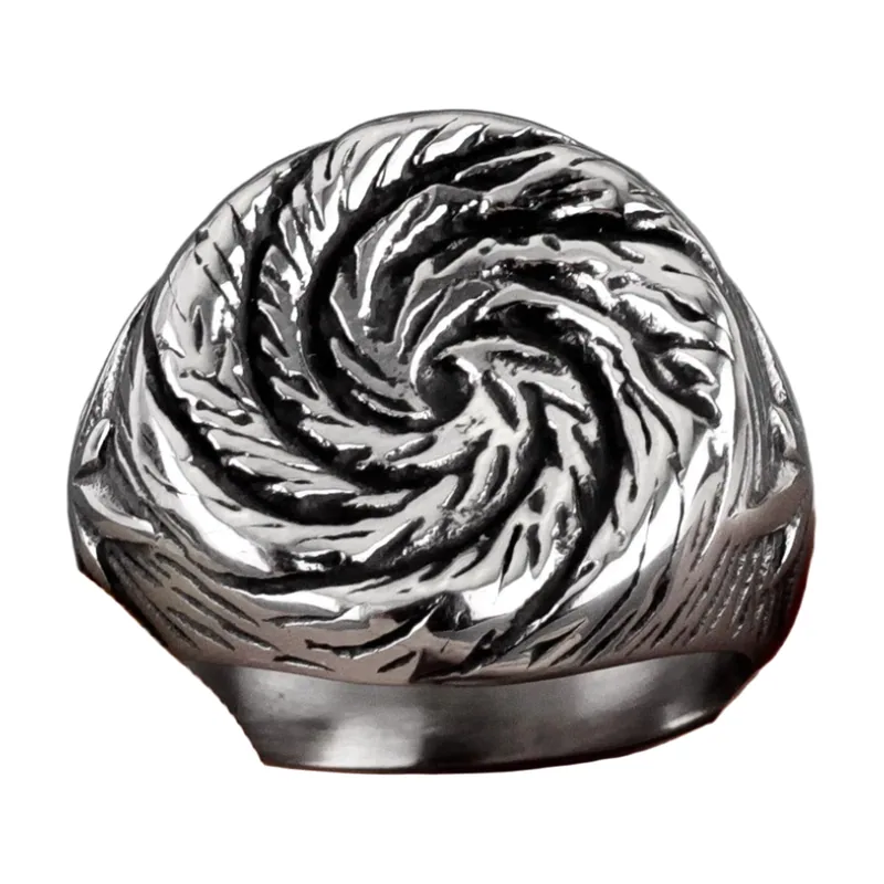Herren Statement-Ring mit Wirbel-Motiv, Edelstahl
