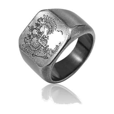 Double Headed Eagle Signet Ring, Antique Stainless Steel