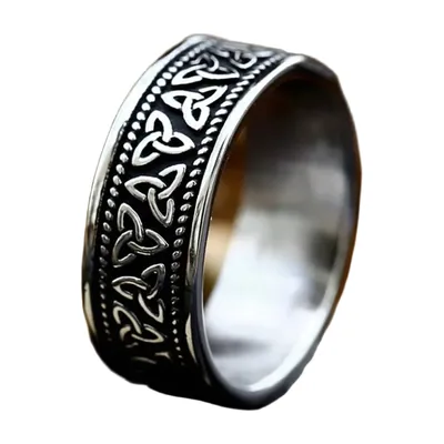 Celtic Knot Viking Band Ring, Stainless Steel