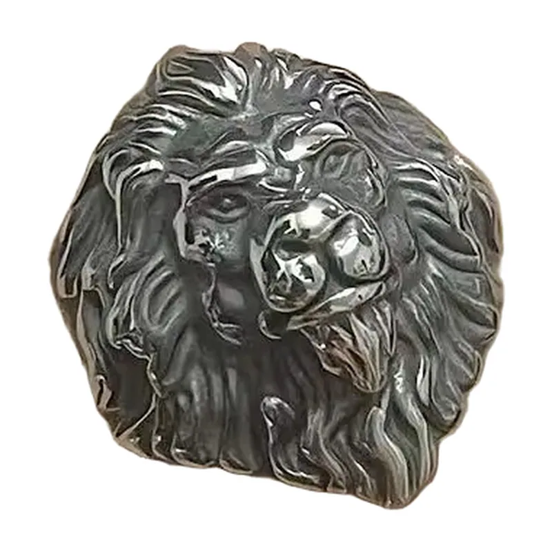 Anello Sigillo Testa di Leone, Acciaio Inossidabile 316L