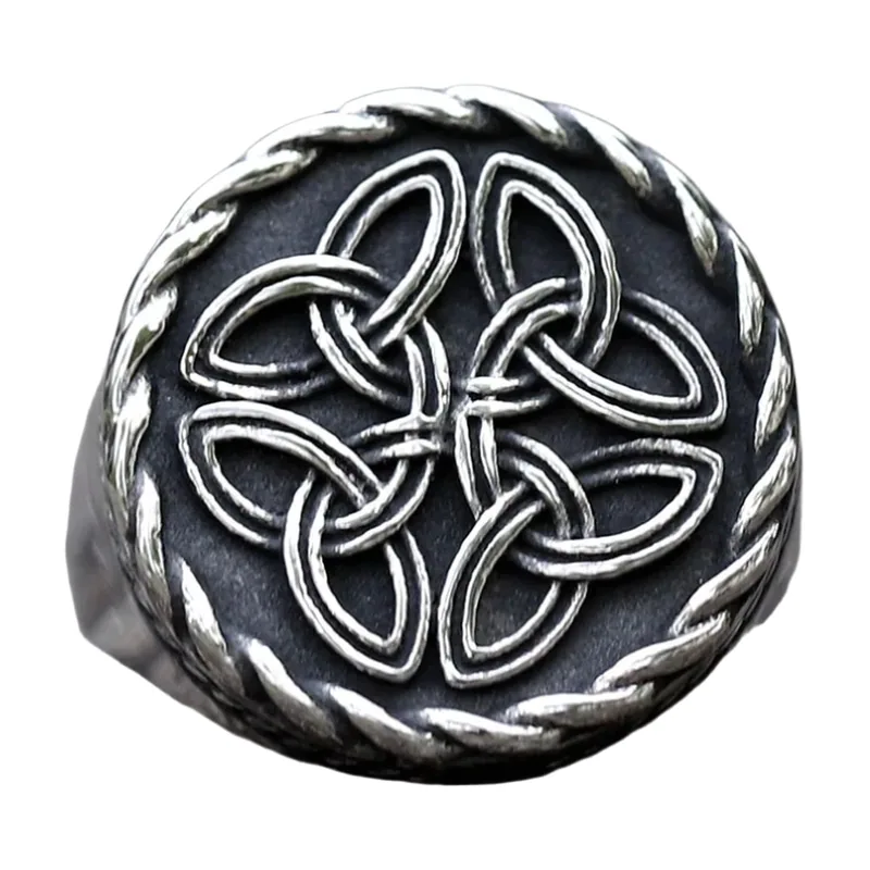 Keltischer Knoten Siegelring, Edelstahl Antik-Finish