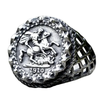Anillo Sello con Motivo de Jinete y Caballo, Acero Inoxidable Antiguo