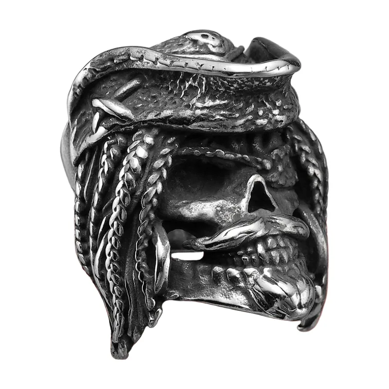 Anillo de Calavera de Capitán Pirata, Acero Inoxidable