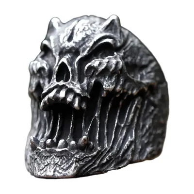 Anillo de Calavera Gótico, Acero Inoxidable Envejecido