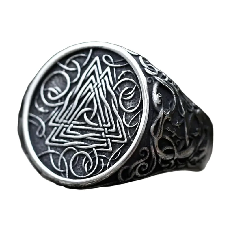 Herren Siegelring mit Valknut-Knoten, Edelstahl
