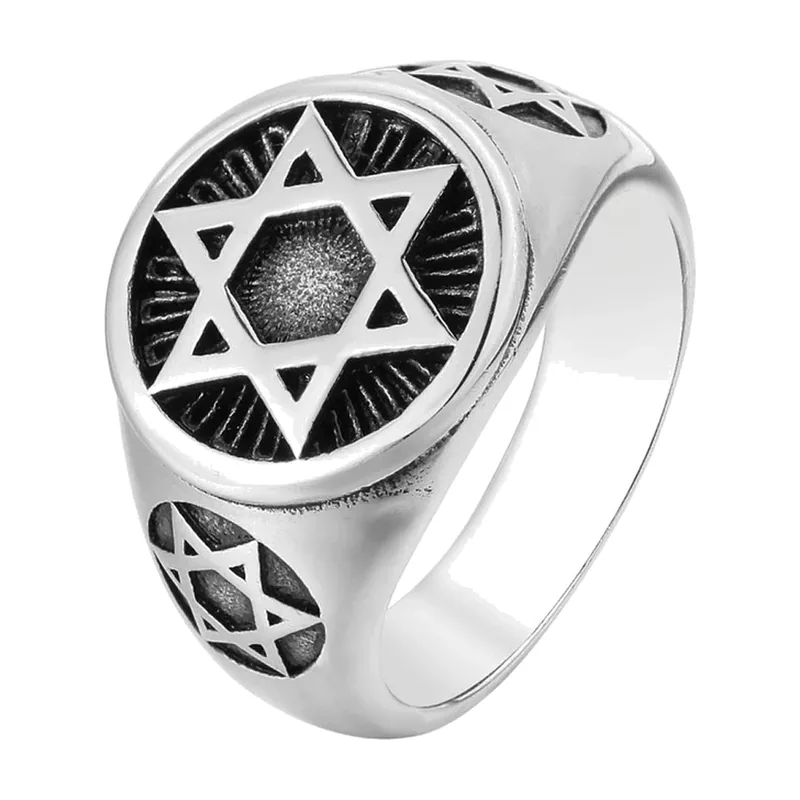 Herren Siegelring mit Davidsstern, 316L Edelstahl