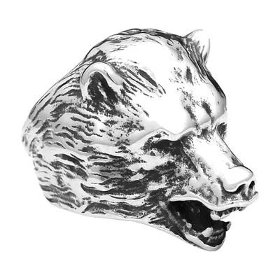 Viking Bear Head Statement Ring, Stainless Steel