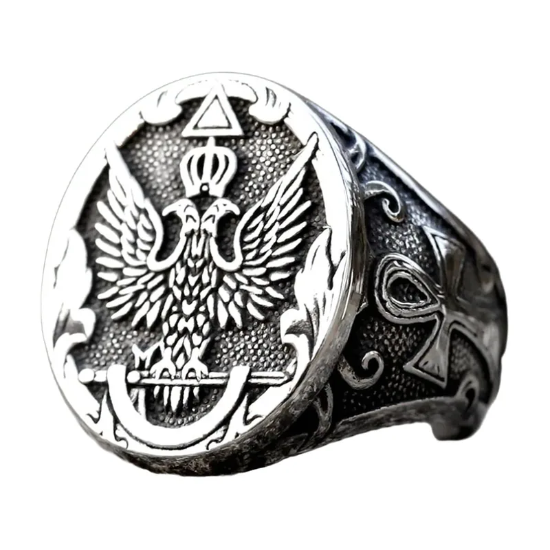 Herren Siegelring Doppeladler, Edelstahl
