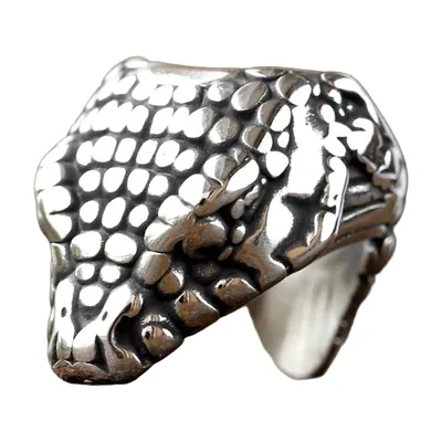 Snake Motif Biker Ring, 316L Stainless Steel