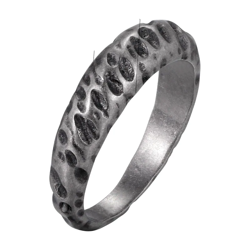 Hammered Texture Band Ring, Stainless Steel