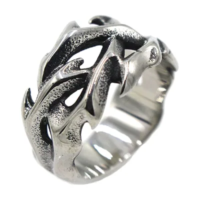 Anillo de Corona de Flores Calado, Acero Inoxidable