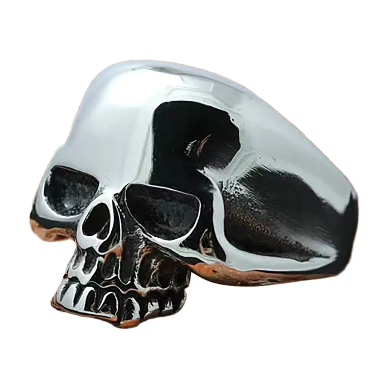 Anello Sigillo con Teschio, Acciaio Inossidabile Lucido