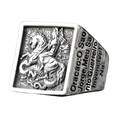 Anillo Sello de San Jorge y el Dragón, Acero Inoxidable