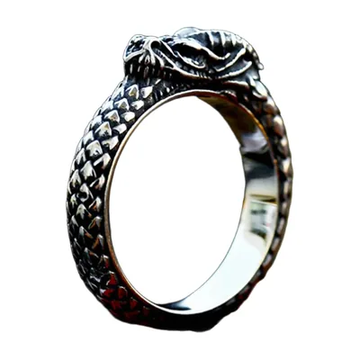 Anello Ouroboros de Serpiente, Inspiración Mitología Nórdica, Acero Inoxidable