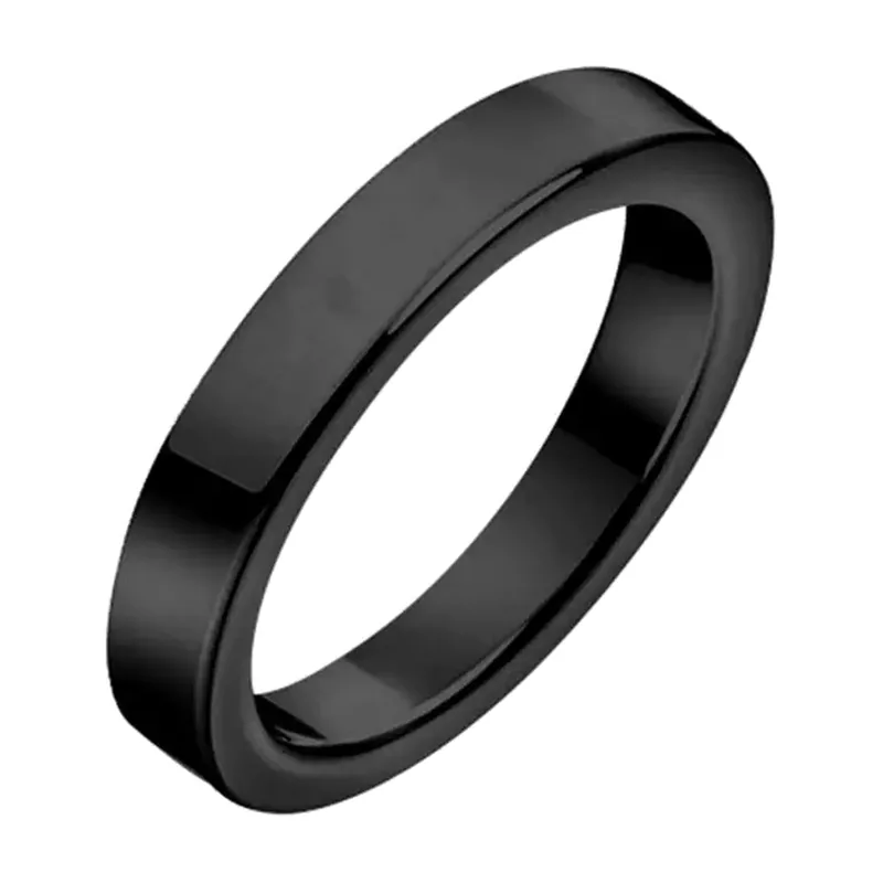 Plain Black Band Ring, Polished Stainless Steel