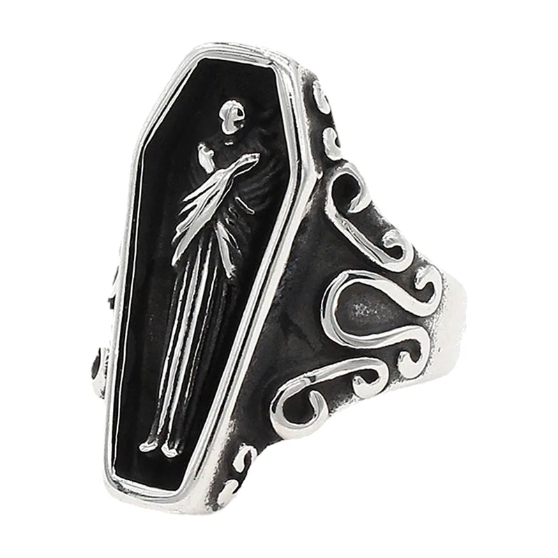 Sarg-Siegelring mit Skelett-Motiv, Edelstahl