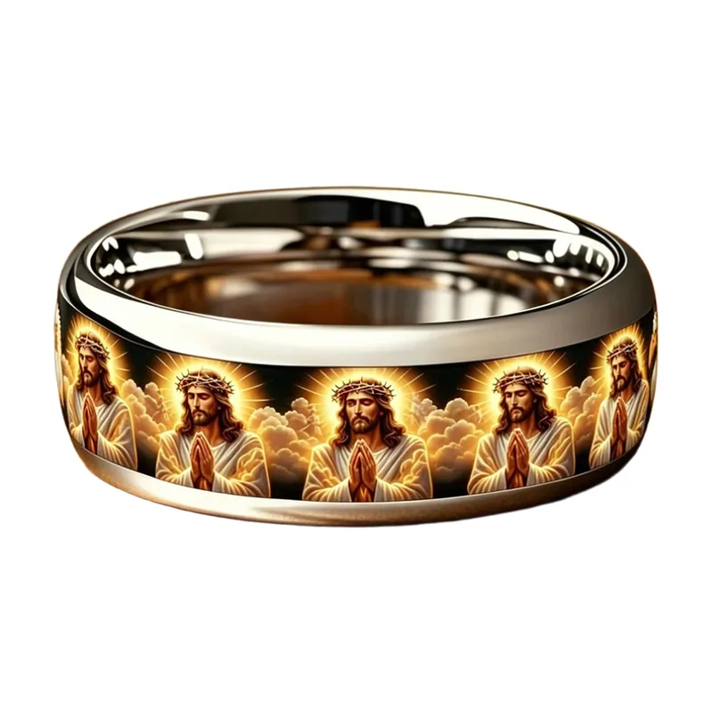 Jesus Christus Gebetsring aus 316L Edelstahl