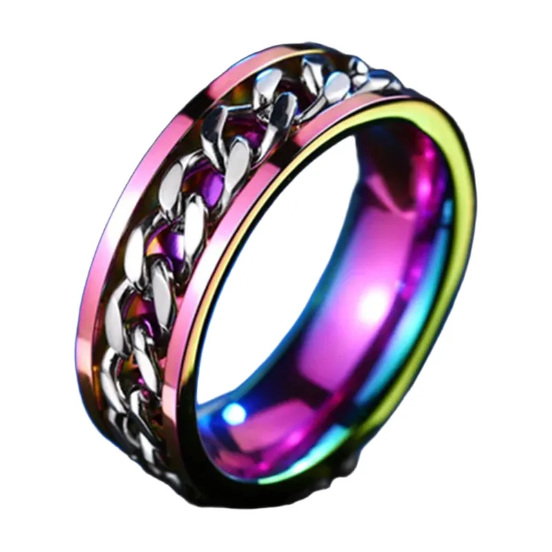 Spinner-Ring mit Cuban Chain Design, Edelstahl 316L