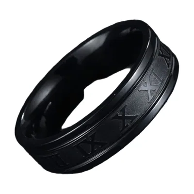 Herren Ring mit römischen Ziffern, Edelstahl 316L