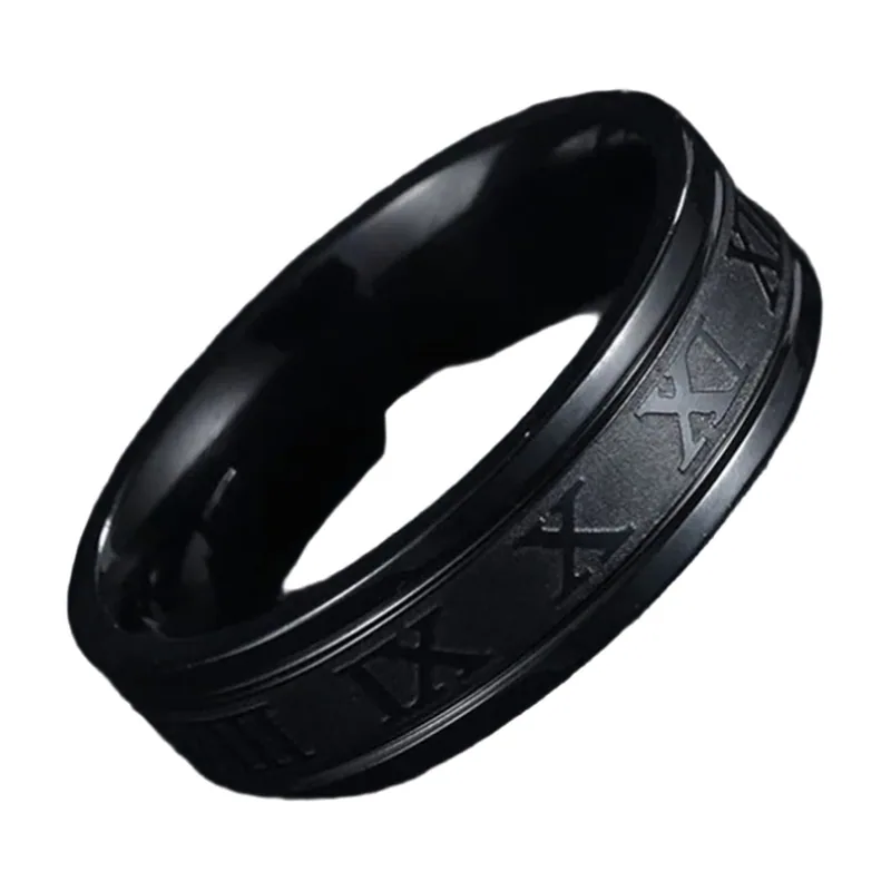 Herren Ring mit römischen Ziffern, Edelstahl 316L