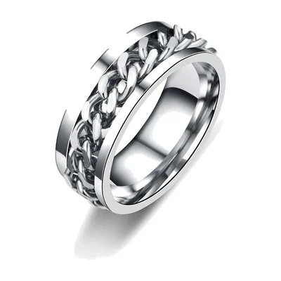 Herren Spinner-Ring mit Panzerketten-Design, Edelstahl