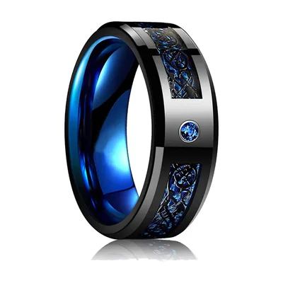 Keltischer Drachenring mit rotem Inlay, Edelstahl