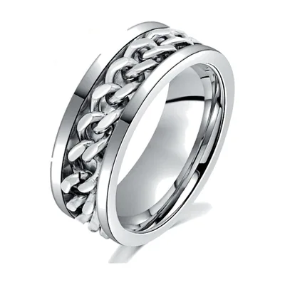 Rotierender Ketten-Spinnerring für Herren, Edelstahl