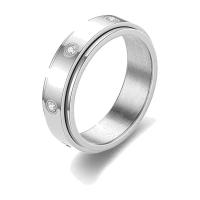 Spinner-Ring mit Zirkonia aus 316L Edelstahl