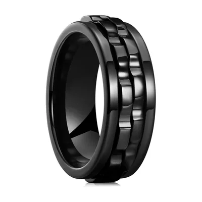 Rotierender Spinner-Ring mit Ketten-Design, Edelstahl