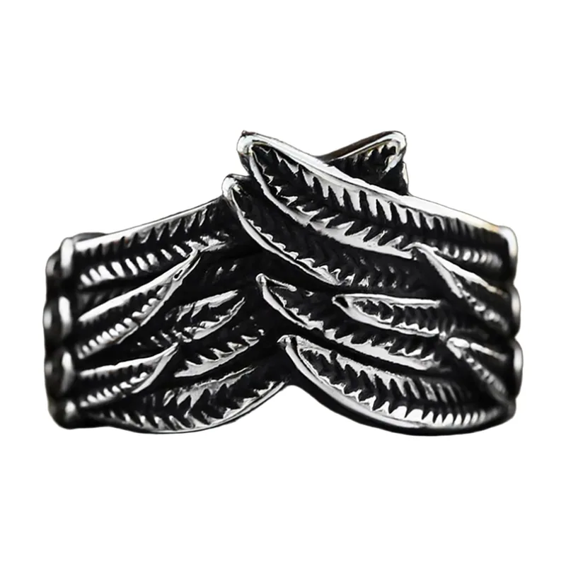 Wing Design Statement Ring, 316L Stainless Steel