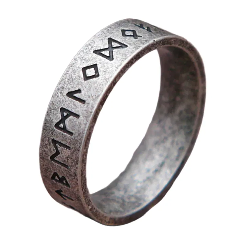 Bague Runes Viking avec Symboles d'Odin, Acier Inoxydable