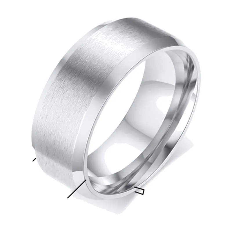Brushed 316L Stainless Steel Band Ring, 8mm Flat Profile