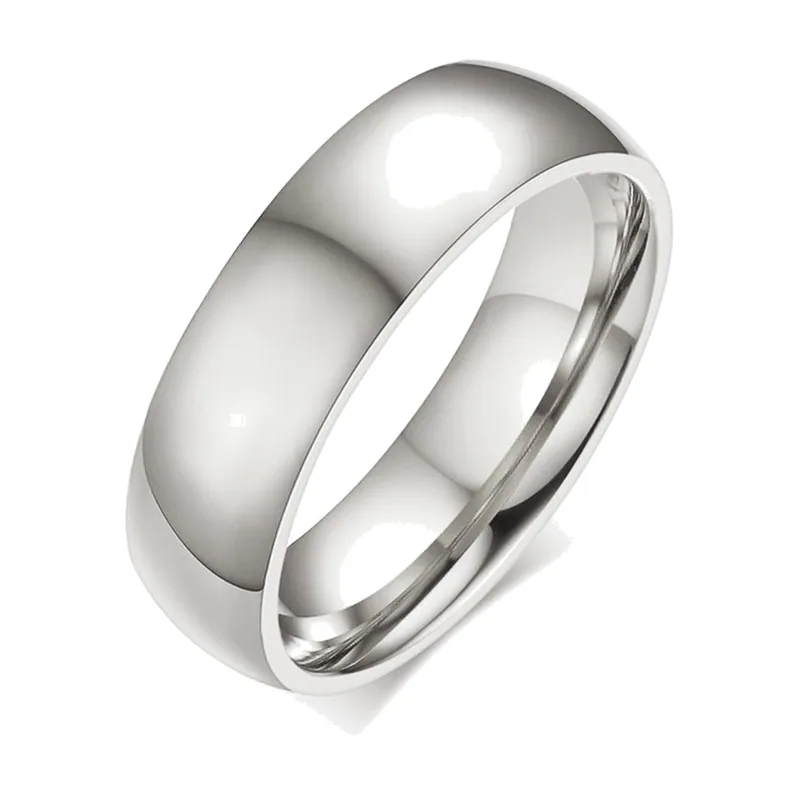 Schlichter polierter Ring für Herren, Edelstahl 316L