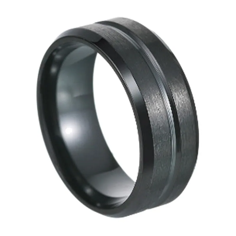 Bague en acier inoxydable avec rainure centrale, 8mm