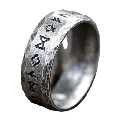 Wikinger Runenring mit Odin-Symbolen, Edelstahl